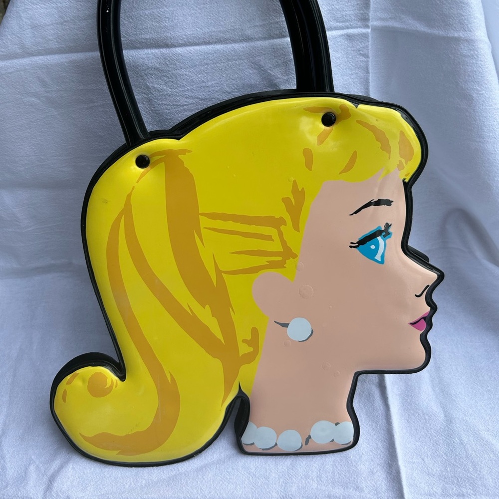 Rare Vintage 90's Black Vinyl Barbie Head Purse!